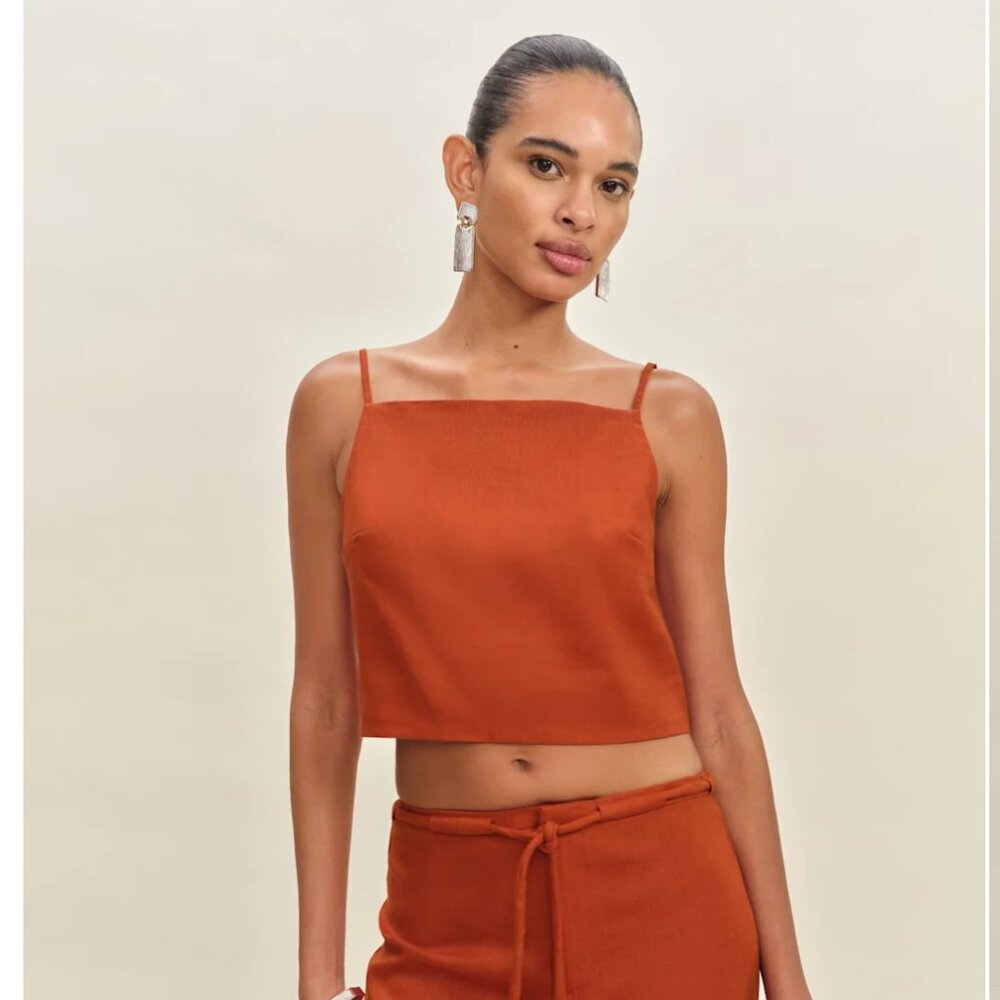 Reformation Kerri Linen Top Orange - Size S